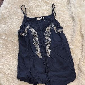 Navy Embroidered Spaghetti Strap Camisole